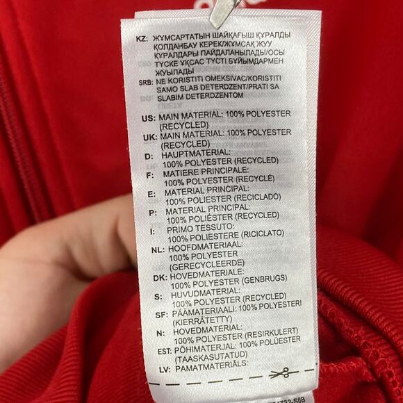 NWT ADIDAS Track Jacket UK 8/US 4 Red Firebird White 3-Stripe Logo Zip Cotton - Picture 8 of 11